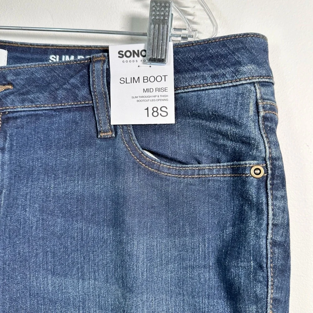 Sonoma Goods For Life Slim Boot Mid Rise Dark Wash Jeans 18S New With Tags